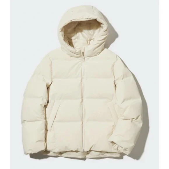 UNIQLO • Cream Seamless Hooded Down Puffer Jacket, XS - Picture 13 of 16